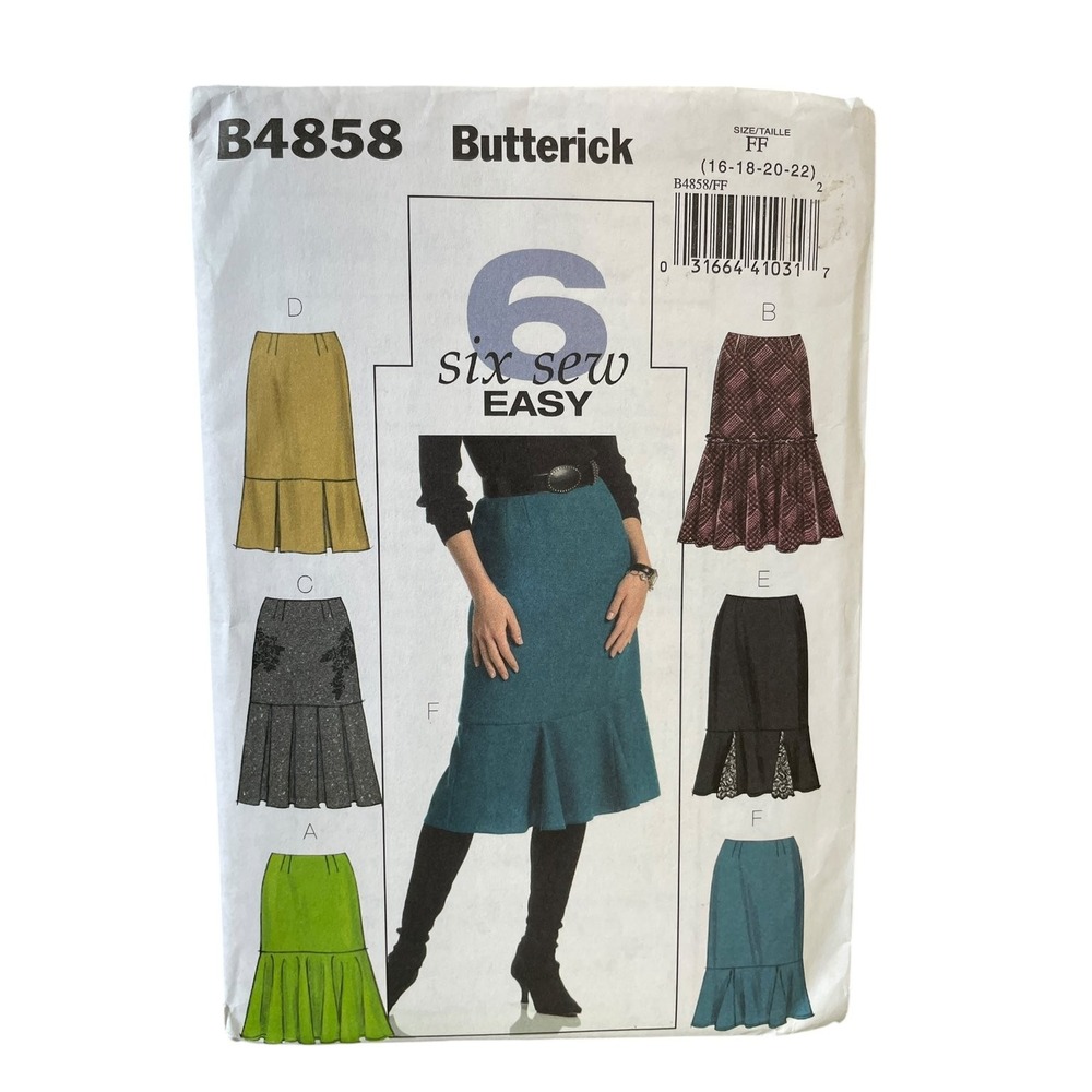 Butterick B4858 Skirts Sewing Pattern Misses Size 16-22 Easy Flounce Godet FF